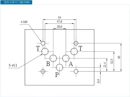 HD-G03 sub plate mounting dimensions, ISO 4401-05 (D05/NG10) interface with P A B T ports