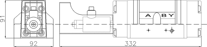 HD-G02 LVDT safety valve mounting dimensions, ISO 4401-03 (D03/NG6) interface