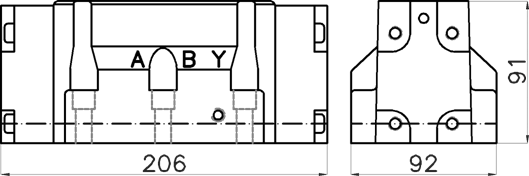 TAI-HUEI HD-G04 pilot operated valve dimensions, ISO 4401-07 (D07) interface