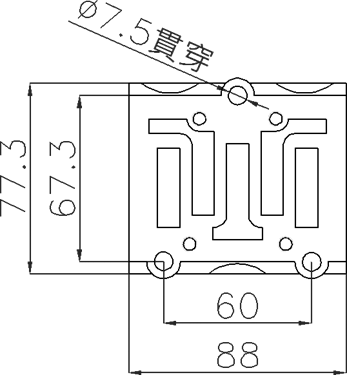 TAI-HUEI AS series sub plate dimensions, 3 mounting holes, ports A B E1 E2 P