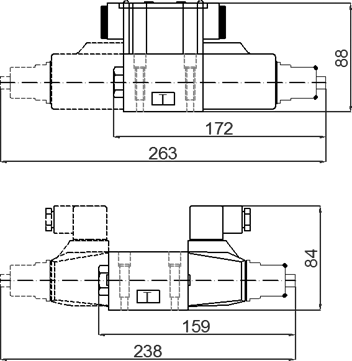 TAI-HUEI HD-G02 manual override solenoid valve outline dimensions, LW terminal box, DC